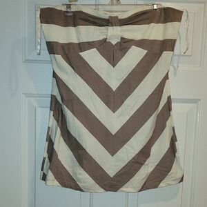 Brown and Cream Chevron Strapless Women's Top